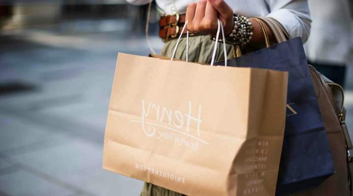 A woman carrying shopping bags